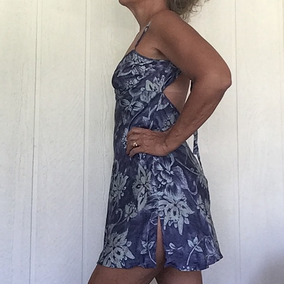 VICTORIAS SECRET VINTAGE Y2K BLUE SILK SLIP MED - Picture 4 of 9